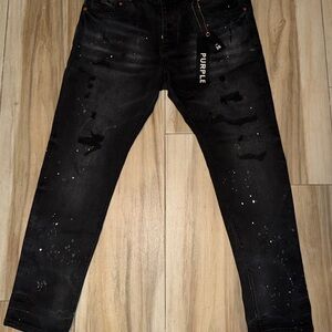 Purple Men's Distressed Black Skinny Jeans